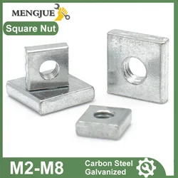 20-40pcs M3 M4 M5 M6 Square Nut Carbon Steel Galvanized Zinc Plated Thin Quadrangle Block Compatible with Prusa MK3 DIN562