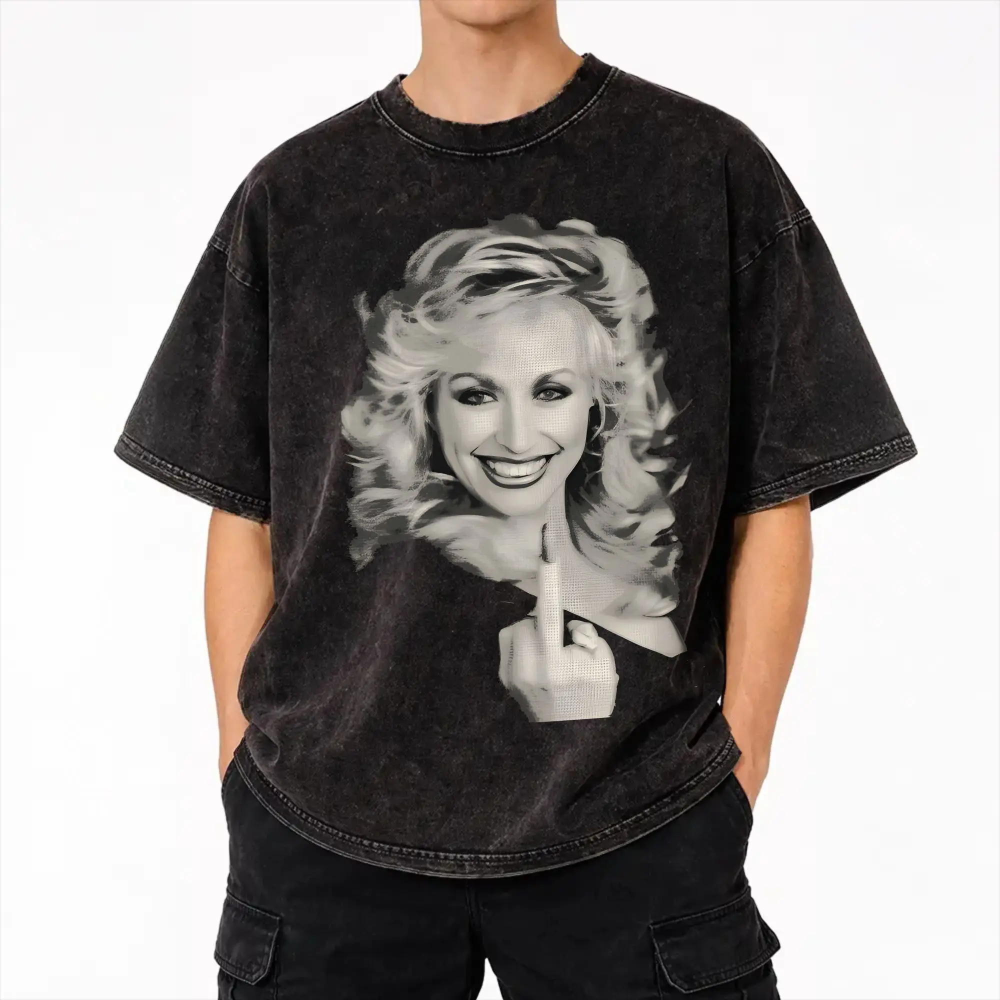RIP Dolly Parton T Shirt Hip Hop Washed Short Sleeve High Street T-Shirts  Novelty Men Women Streetwear Graphic Printed Tees