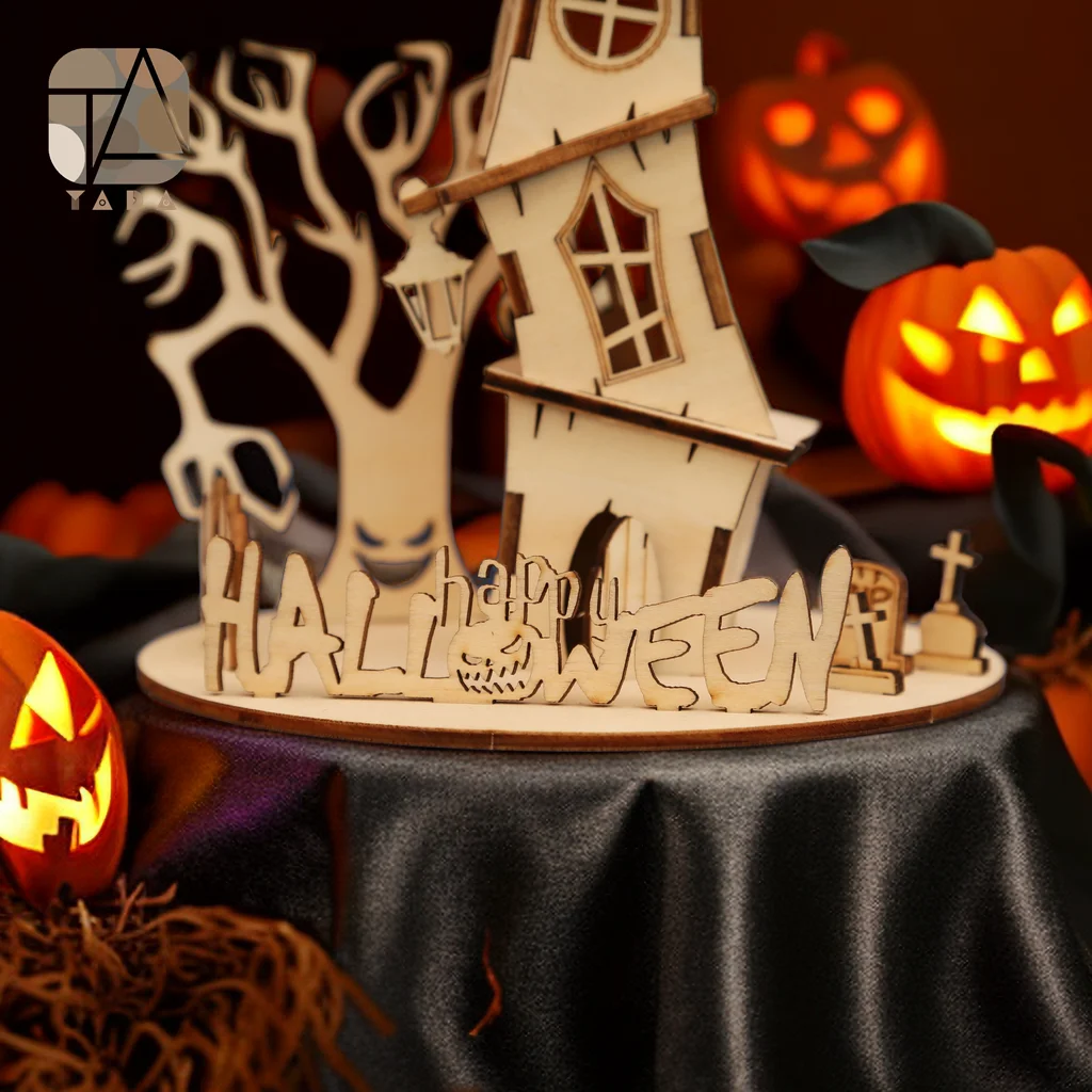 Tada-Puzzle 3D en Bois pour Décoration de Maison d'Halloween, Modèle Mécanique à Assembler, Jouet de ix, Cadeau pour Enfant et Adulte
