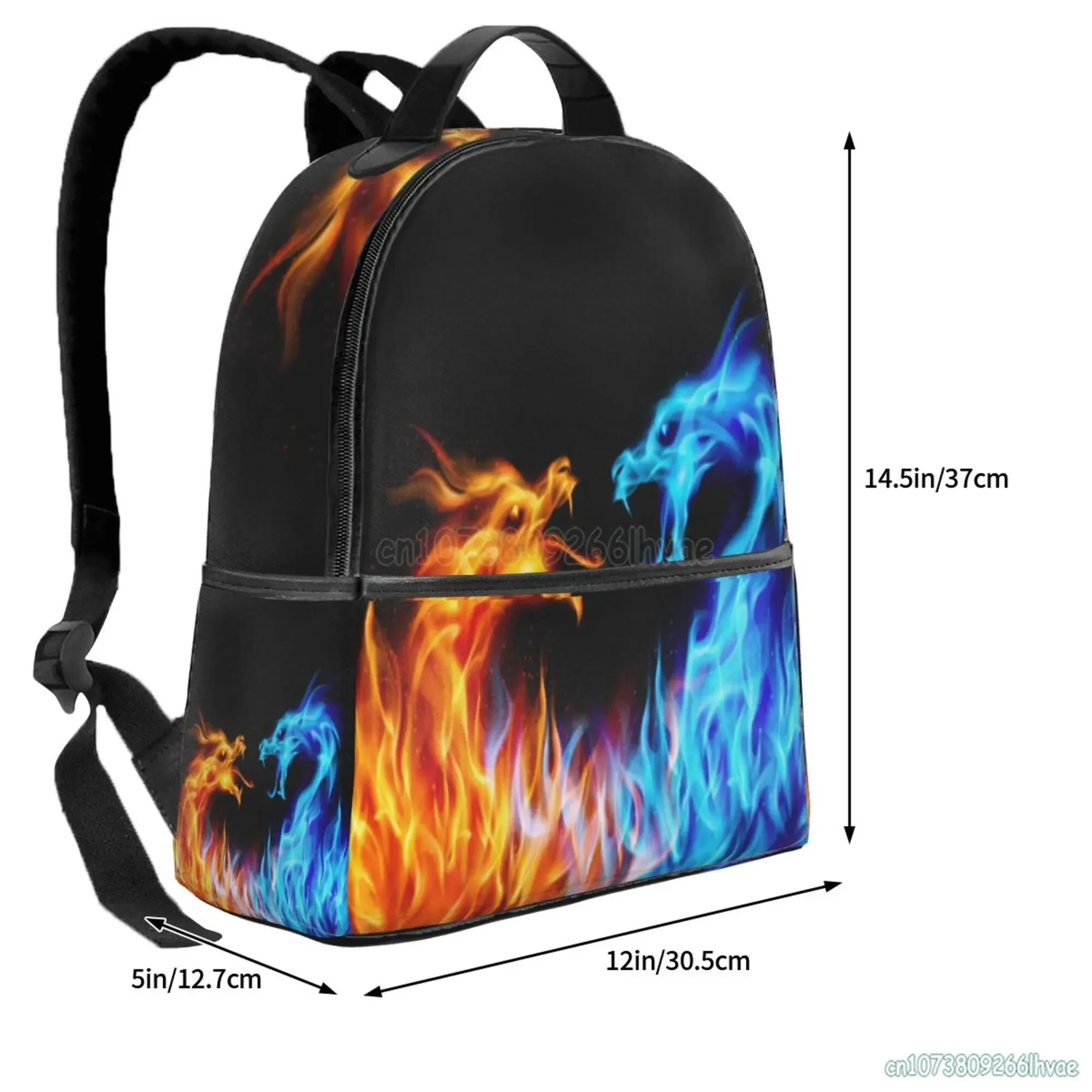 Zaino scolastico Blu e rosso Fiery Dragons Bookbag per ragazzi Ragazze Adolescenti Borsa da viaggio casual Zaino per computer portatile