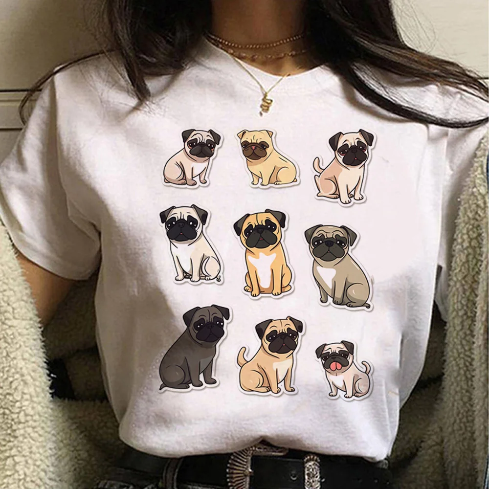 Pug Tee women Y2K anime comic t-shirts female designer clothes