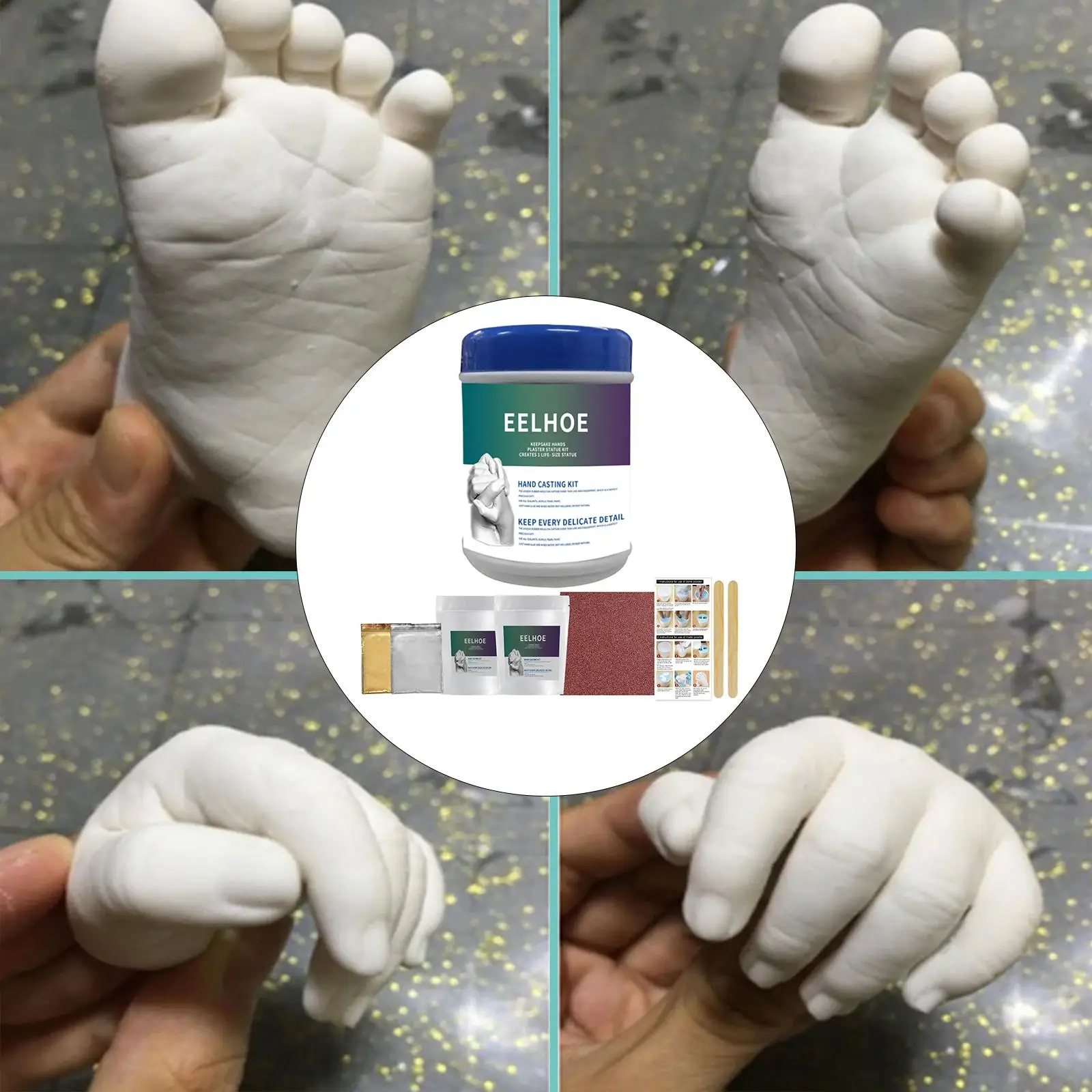 Hands Casting Kit, Infant Plaster Casting, DIY Plaster Statue ing Kit, Gestures Baby Casting Kit 3 & Foot for Day