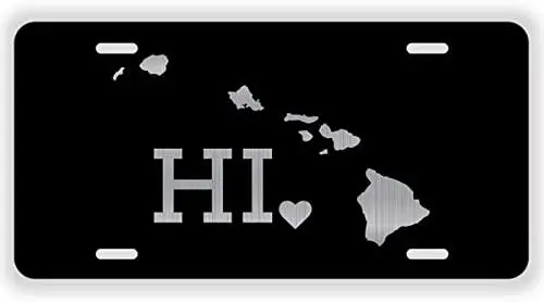 JMM Ind Hawaii State Love Vanity Novelty Metal Sign Tag Aloha Shaka Hawaiian Island 12-Inches by 6-Inches Etched Aluminum