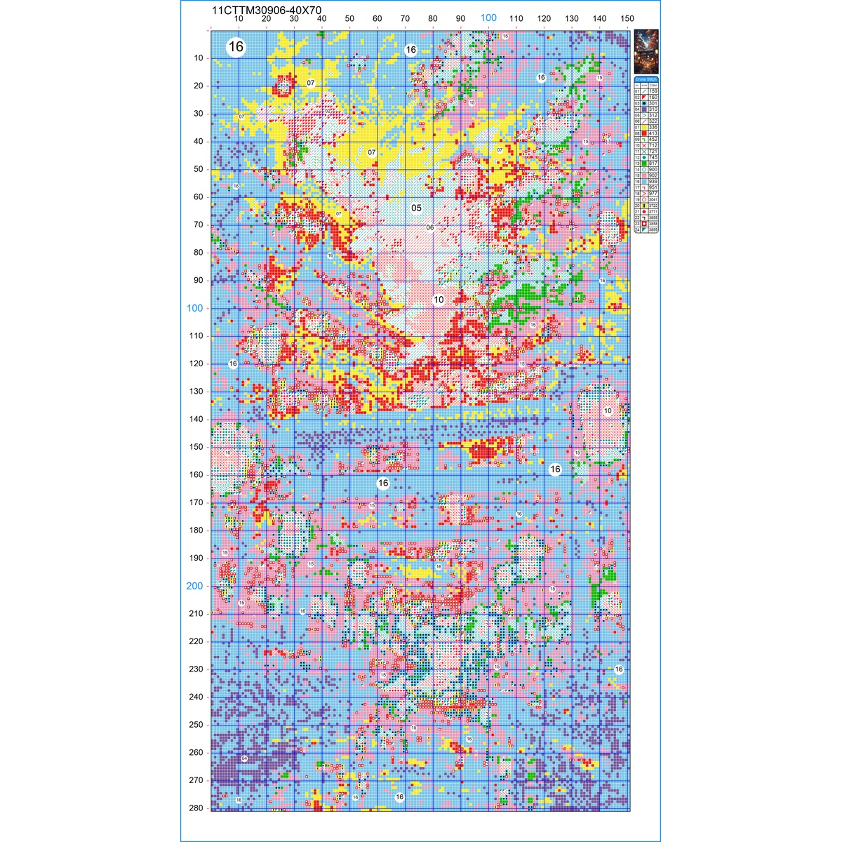 1 Stück 40x70cm/15,7x27,5 Zoll, 11Ct/14Ct Kreuzstich-Set, DIY Valentinstagsgeschenk, Stickerei-Set für Festivals, Landschaften – Detail 2
