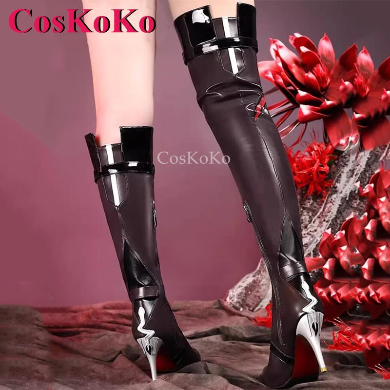 CosKoKo Acheron Shoes Cosplay Game Honkai: Star Rail Colour Fading Skin Fashion Universal High Heels Women Role Play Accessories