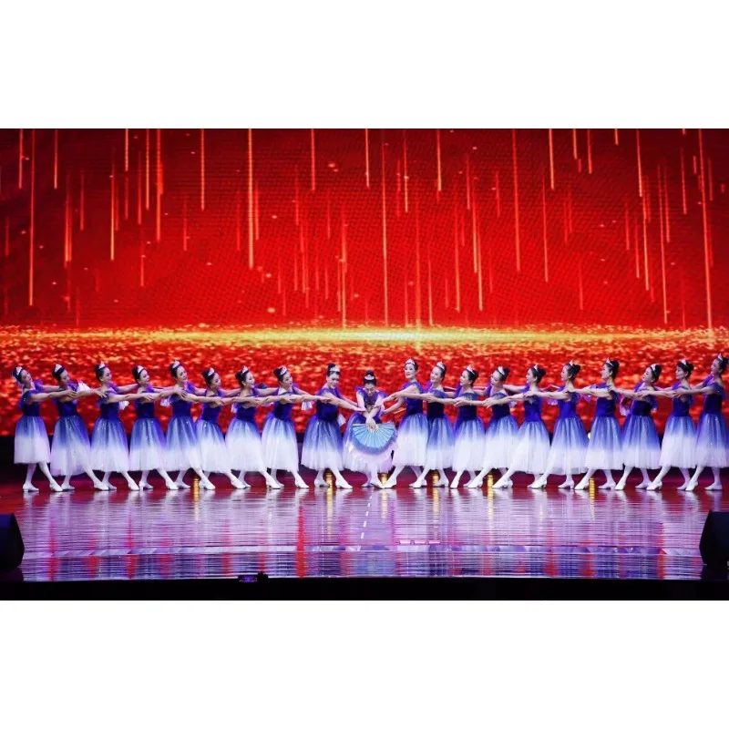 New children's performance clothes long skirt gradual change puffy gauze skirt dance performance clothes
