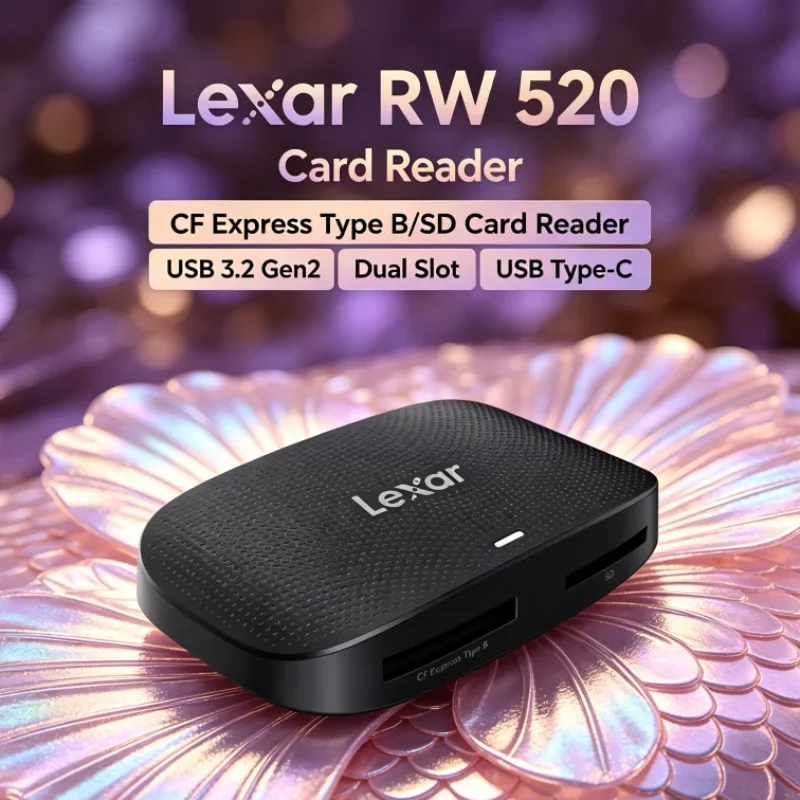 Lexar RW520 Memory Card Reader USB 3.2 Gen 2 High Speed CFexpress Type B SD Card Reader Dual Slot for Data Transfer