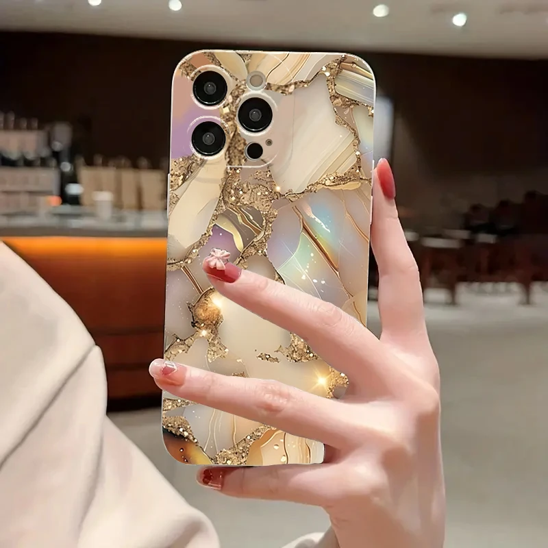 For Samsung Galaxy S25 S24 S26 A16 A36 A56 A35 A55 A34 A54 S23 Ultra S22 Plus S21 FE Phone Case With Gold Graded Marble Pattern