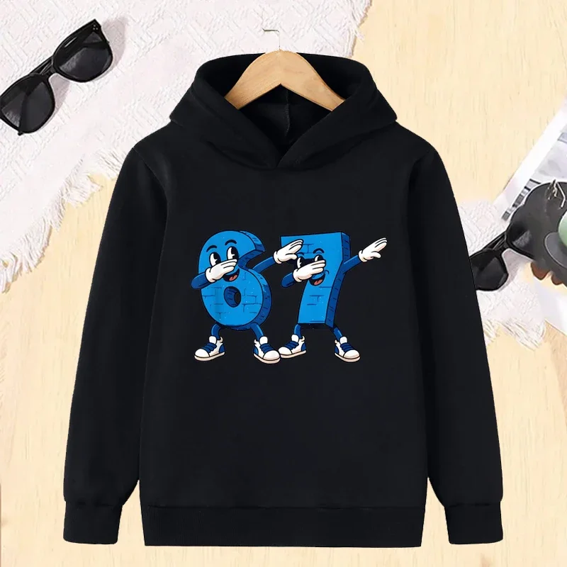 

Six Seven Funny Graphic Print Children Hoodies Fall Winter Boys Girls Fleece Long Sleeve Pullover Kids Colorful Sweatshirts