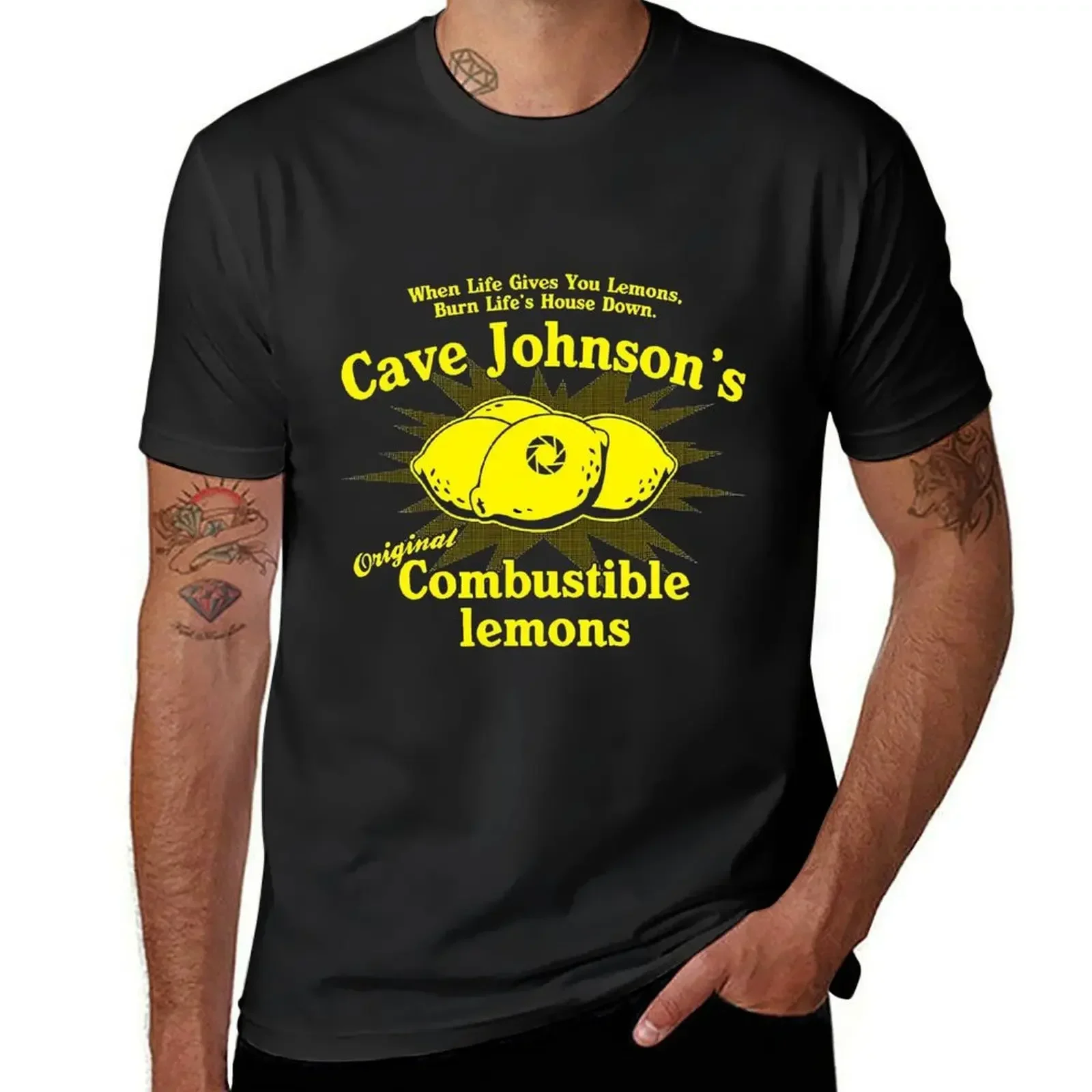 Cave Johnson's Combustible Lemons T-Shirt summer clothes tops plus sizes sports fans Short sleeve tee men