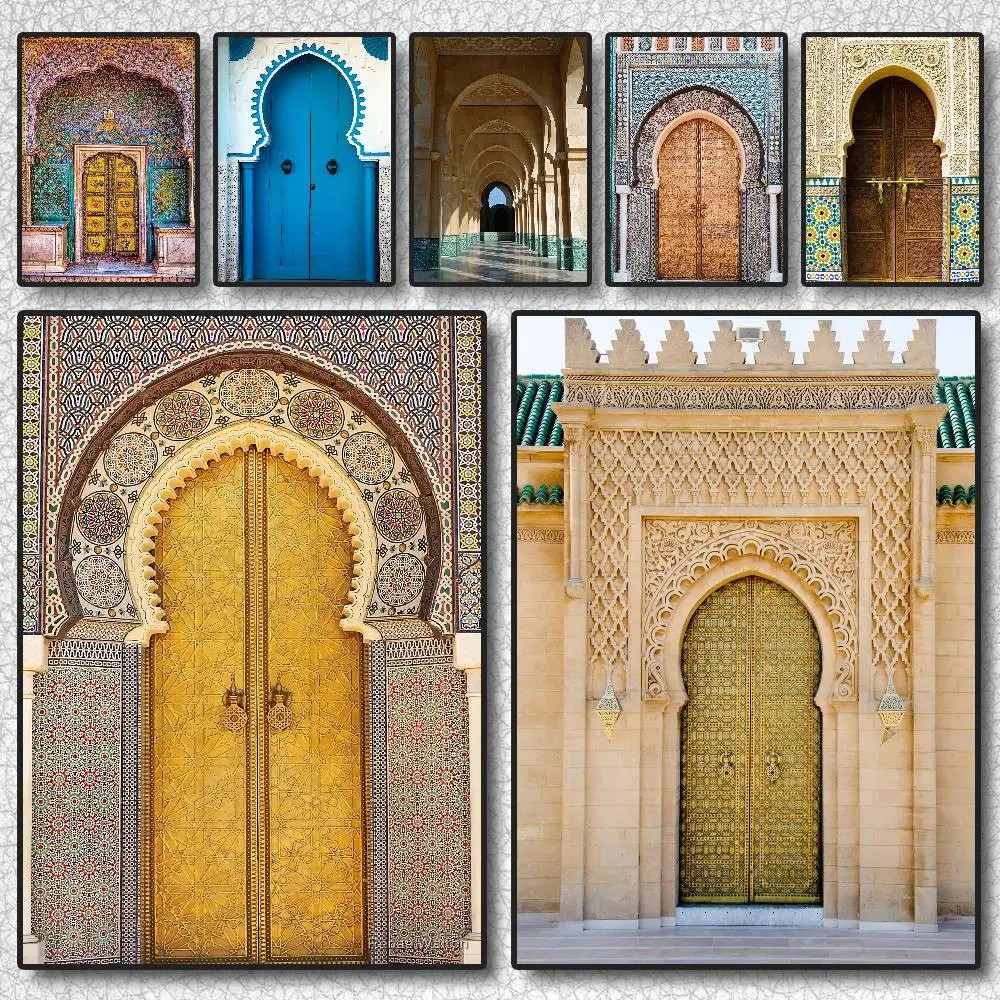M-Morocco Door Arabic Poster  Self-adhesive Art Waterproof  Sticker Coffee House Dorm Room Wall Decor