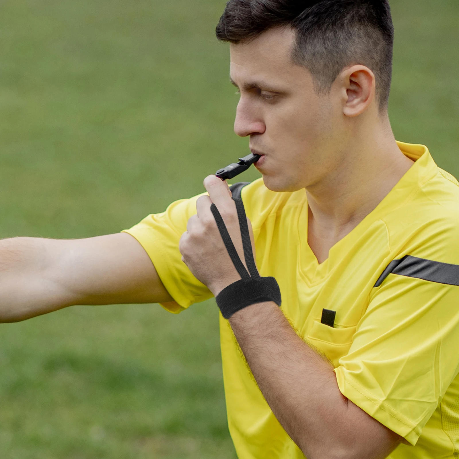 

6 шт. браслеты для рефери, черные полиэстеровые футбольные игровые аксессуары, пуховые индикаторные ленты для футбольных официантов, командные виды спорта