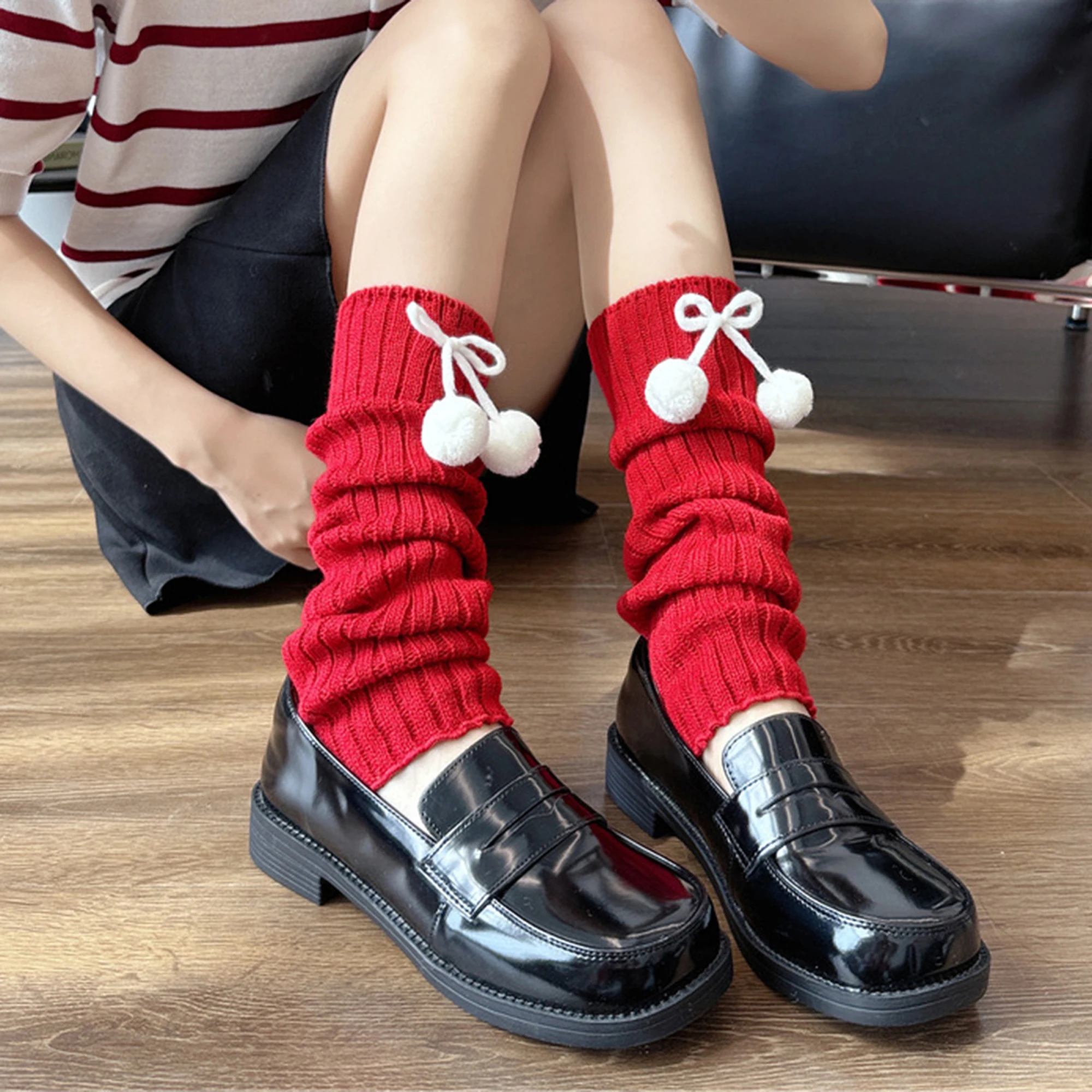 

Women s Cable Knit Leg Warmers with Faux Fur Pom Poms Cozy Calf Covers for Stylish Winter Outfits and Parties