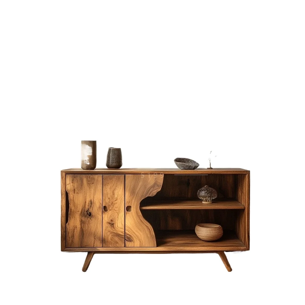 

Modern simple side cabinet all solid wood Chinese retro light luxury high-end tea cabinet dining side locker