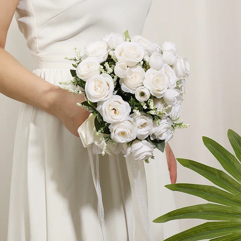 1PC Wedding Bouquet for Bride Wheat Ear and Green Leaf Wedding Bouquet Ceremony Anniversary Bridal Shower Wedding Accessories image 3