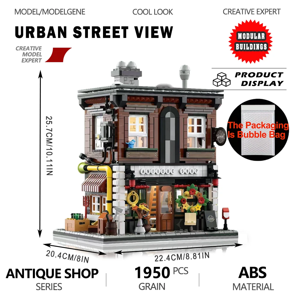 

Street View Antique Shop Model Building Blocks City House Bricks MOC 1950PCS Assembly Set Desk Decor Toys Kid For Christmas Gift