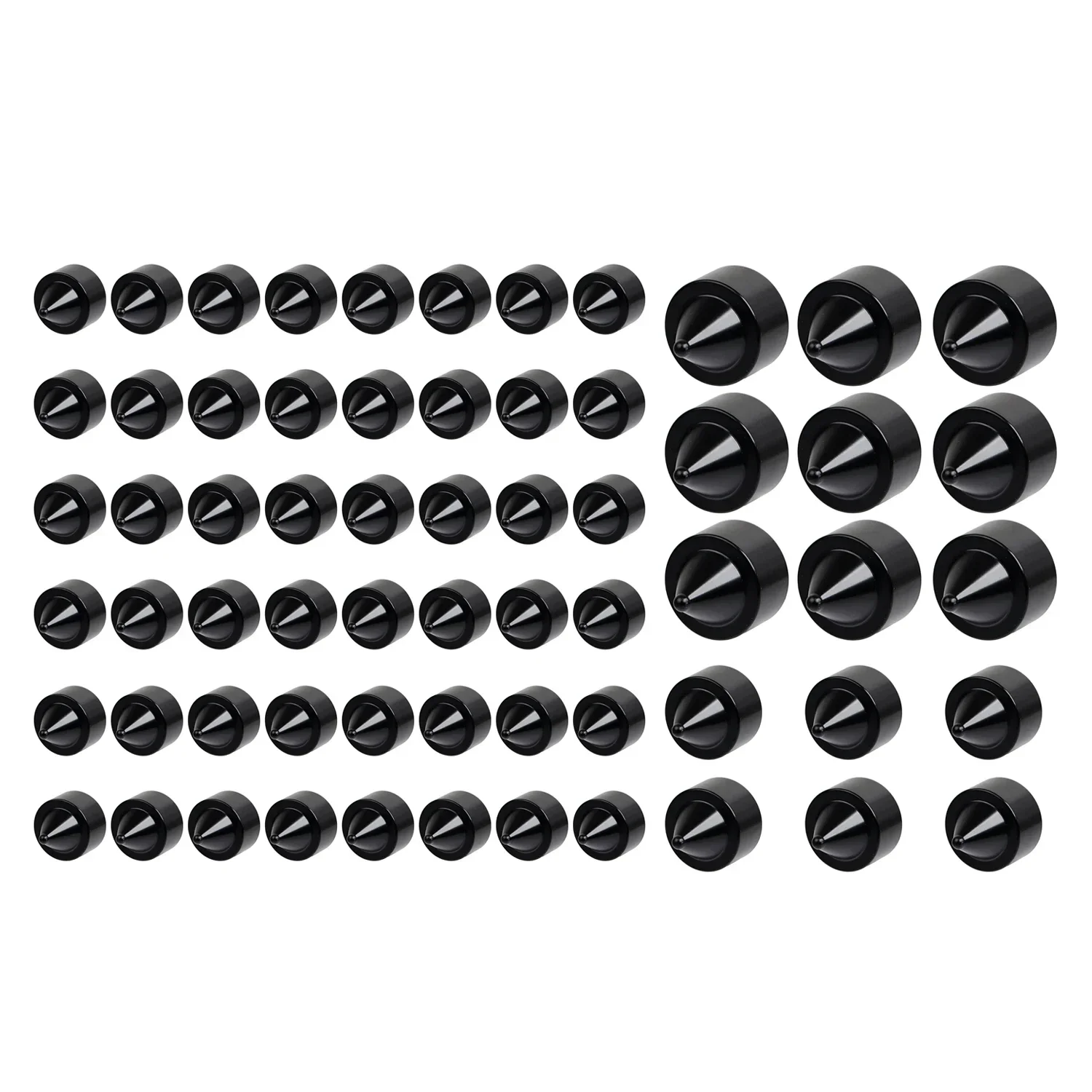 63x Black CNC Spike Engine Motorcycle Bolt Topper Cover Caps Kit For Harley Heritage Softail Classic FLSTC Springer FLSTS FXST