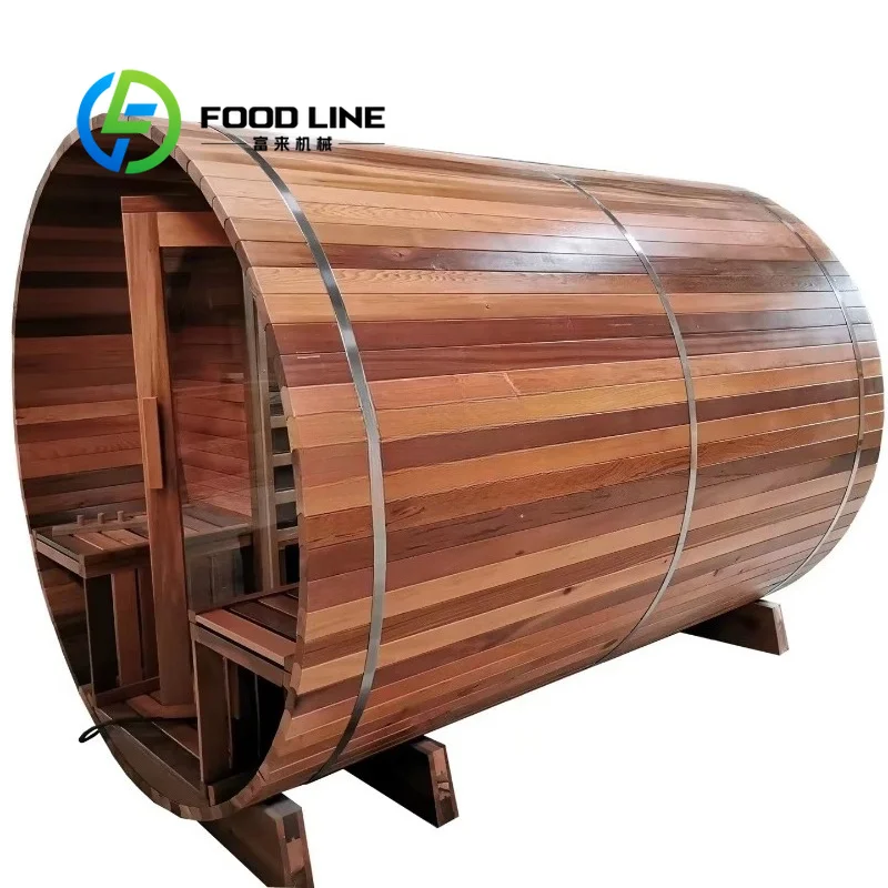 Backyard Barrel Sauna Outdoor Room Removable Floor Grille Water Drain Fast Clean Easy Botanical Resort Garden Long Warranty