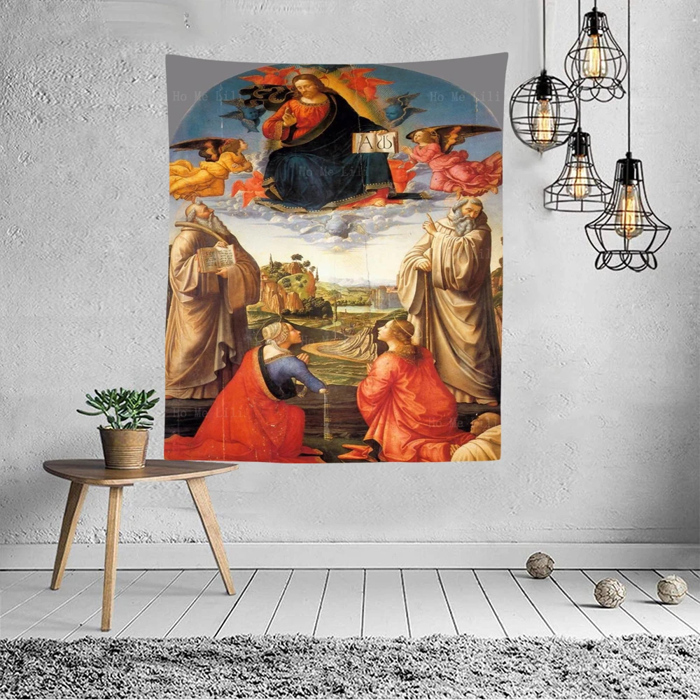 Christ In Heaven With Four Saints And A Donor The Resurrection Of Jesus The Ascension Tapestry Wall Hanging