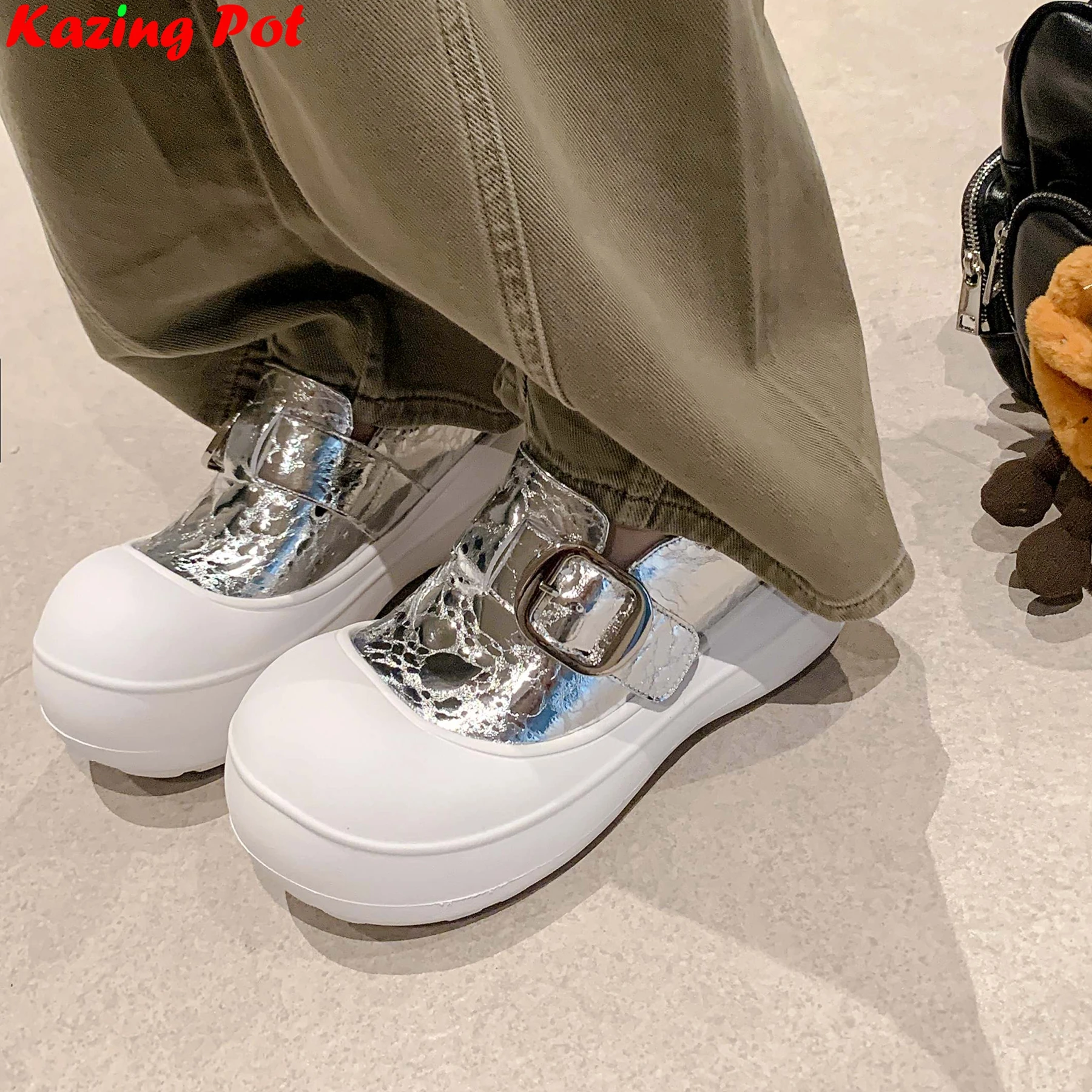 

Superstar Split Leather Round Toe High Heels Slingback Summer Autumn Shoes Dating Casual Mules Platform Preppy Style Women Pumps