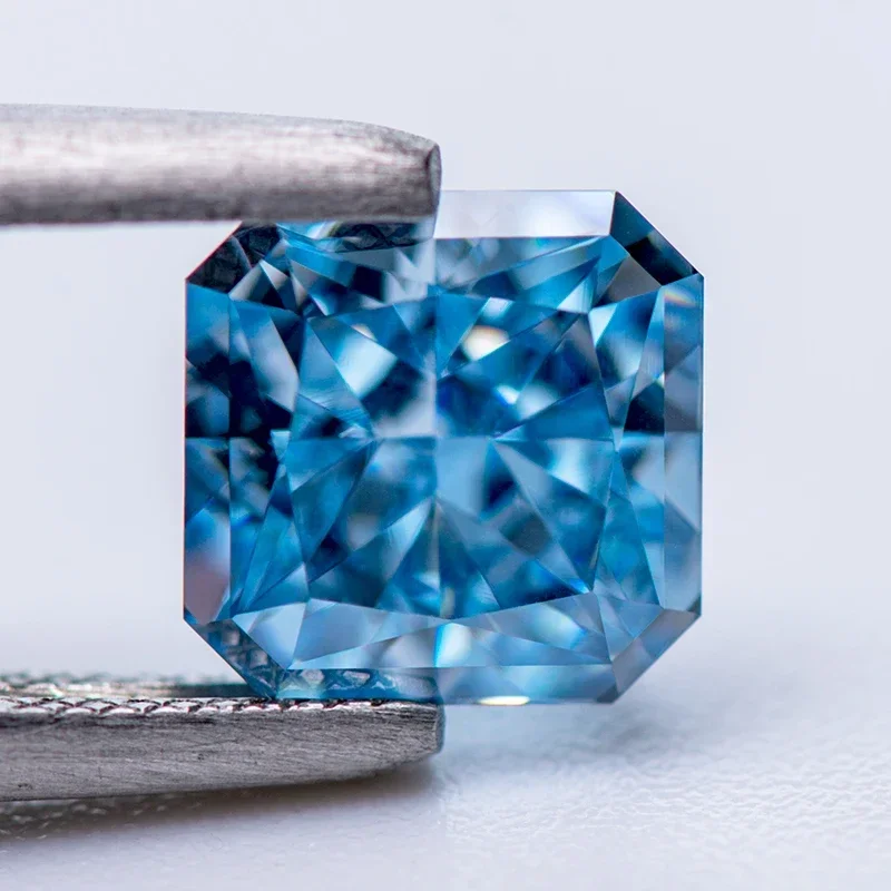 Cyrkonia sześcienna Kruszony lód Bez certyfikatów Kształt Asscher Fancy Blue Color Charms Koraliki do samodzielnego tworzenia najlepszych materiałów do wyrobu biżuterii