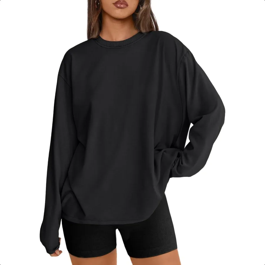 

Trendy Queen Womens Oversized Long Sleeve T Shirts 2025 Basic Crewneck Tee Fall Tops Casual Workout Y2K Clothes