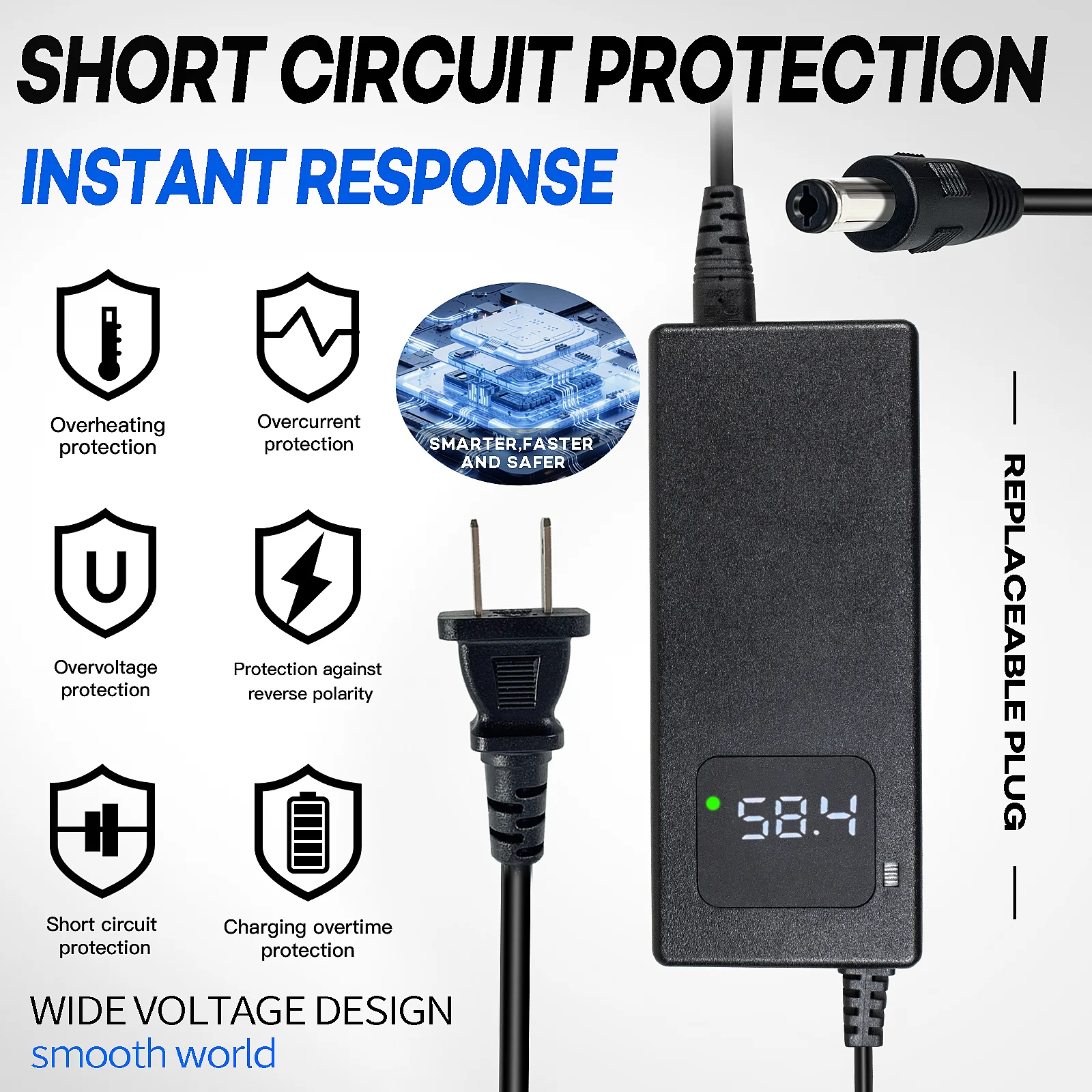 Batería de litio YZPOWER 58,4 V 2 A 16 S LiFePO4 |   para bicicleta eléctrica de 48 V con apagado automático y certificación CE