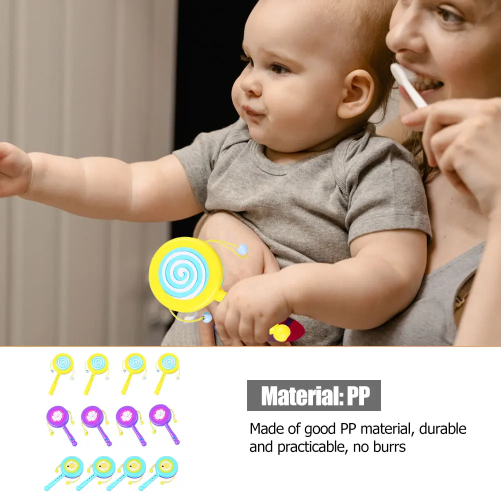 12 pçs criativo infantil chocalho tambores brinquedos educativos bebê handheld balançando tambor aprendizagem precoce desenvolvimento cognitivo