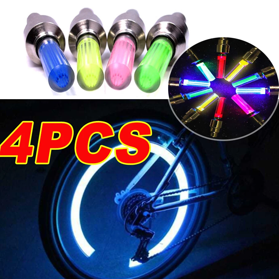 2/4Pcs  Bicycle Wind Turbine Valve Light Mountain Bike Monochrome Glow Stick Air Light Cycling Equipment Colourful Cool