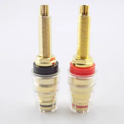 2pcs Brass Long Binding Post Connector Audio Speaker Amplifier Audio Adapter for 4mm Banana Plug Terminal Connectors D5