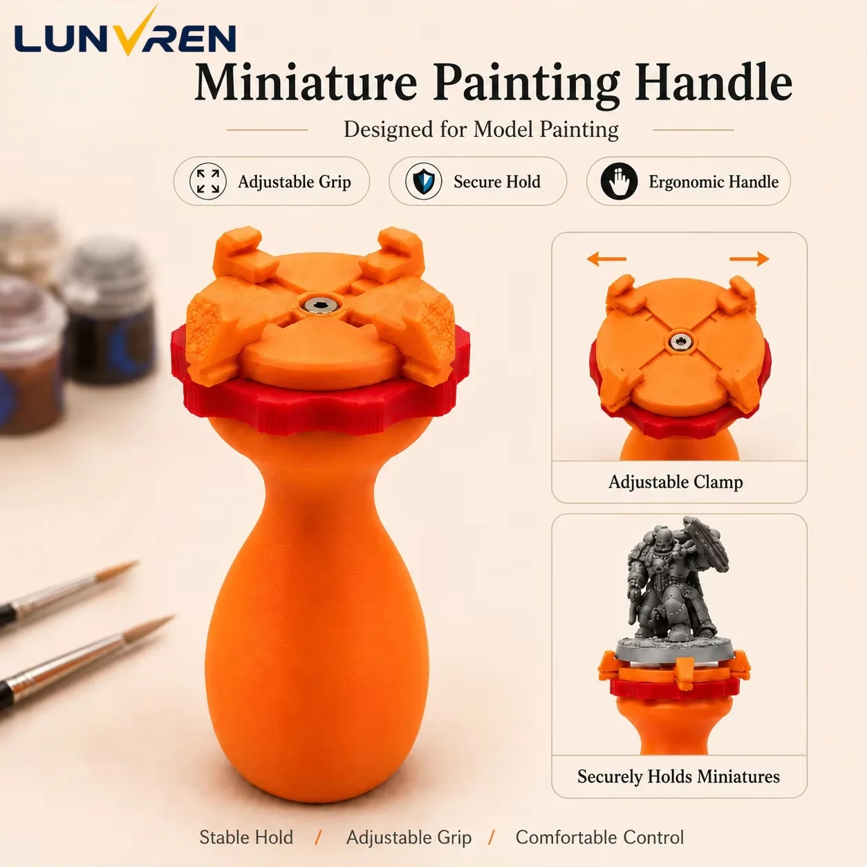 Soporte de Pintura en Miniatura con Abrazadera Ajustable, Agarre Ergonómico, Soporte para Figuras de Mesa, Manualidades y Modelismo