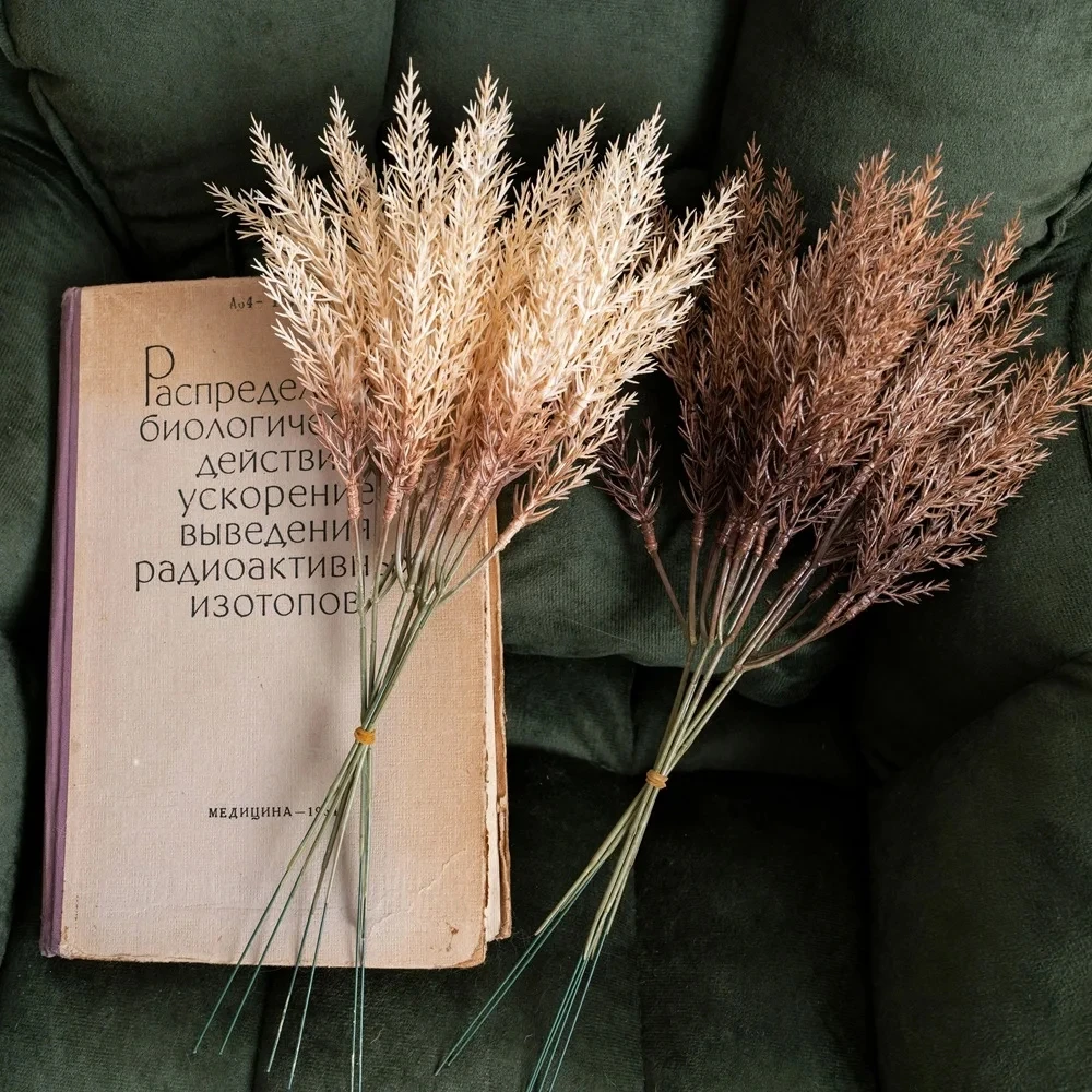 6 قطعة عشب القمح البلاستيكي الزهور الاصطناعية غرفة المنزل الخريف الزفاف الديكور ريم القصب باقة الرملي الملونة القهوة نبات صناعي #1