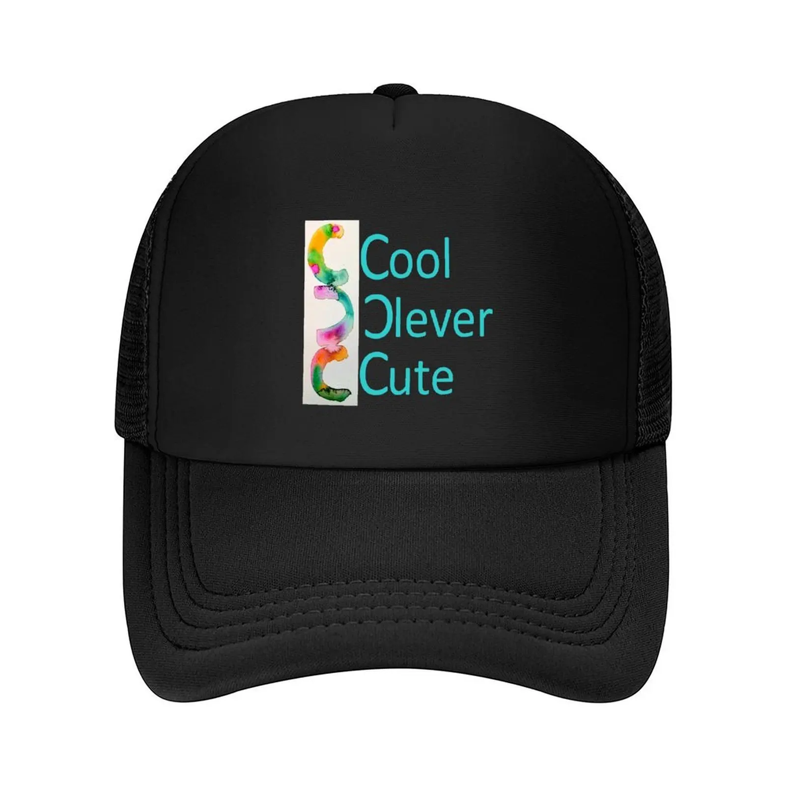 

CoolCleverCute classic logo in beautiful pastel turquoise, pink, and yellow colors Baseball Cap