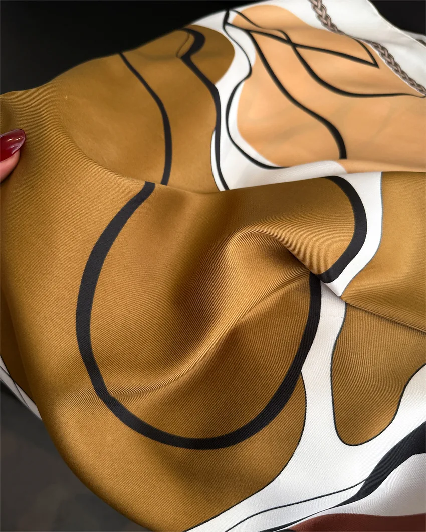 90*90cm Bedruckter Weicher Quadratischer Schal Frühling Sommer Atmungsaktive Damen Seidenschals Bandanas Luxuriöser Strand-Schal Eleganter Hijab – Detail 4
