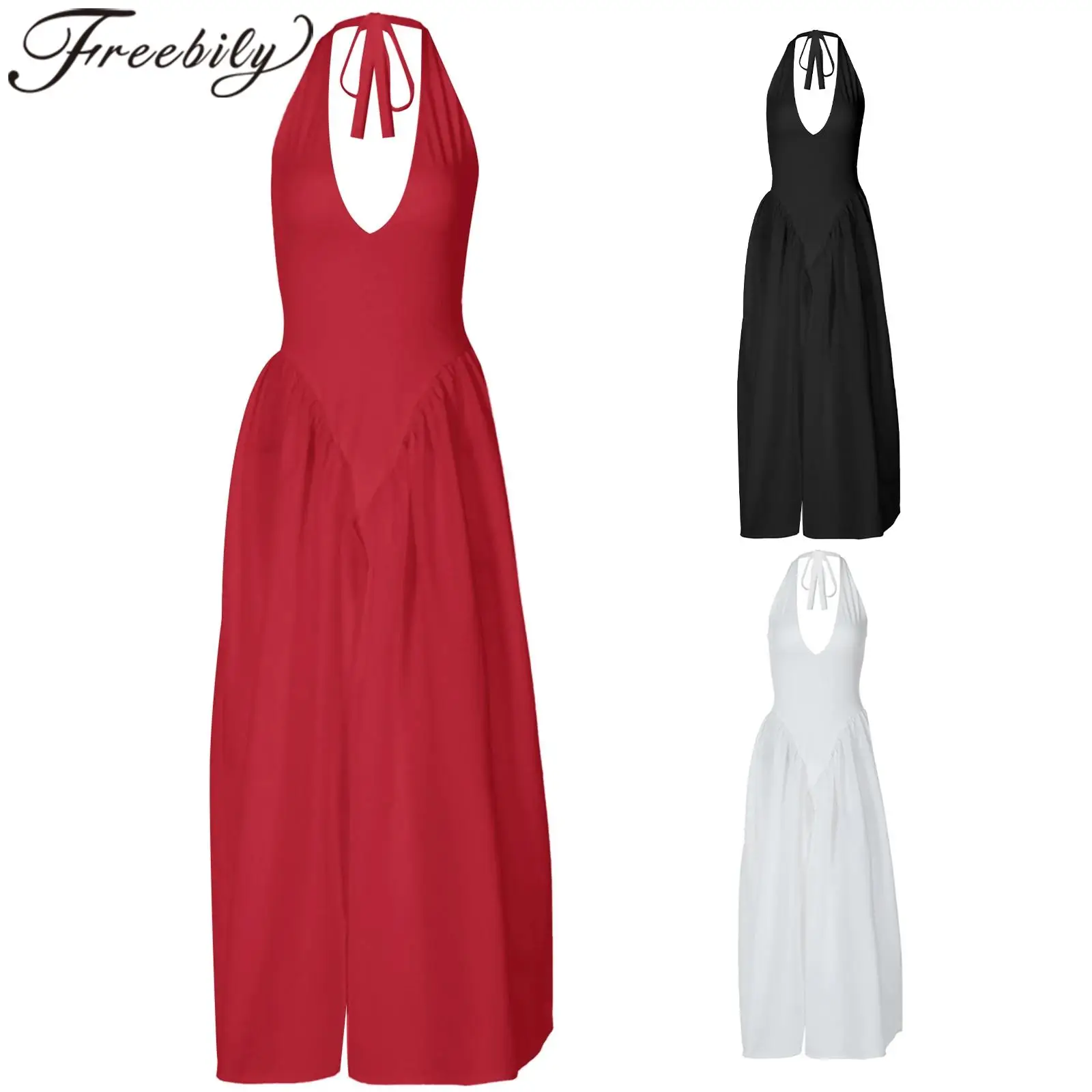 Lady Swing Hem Dress Womens Halter V-Neck Vestido De Fiesta Maxi Prom Dress Lace-up Slim Vestidos Woman Evening Party Dresses