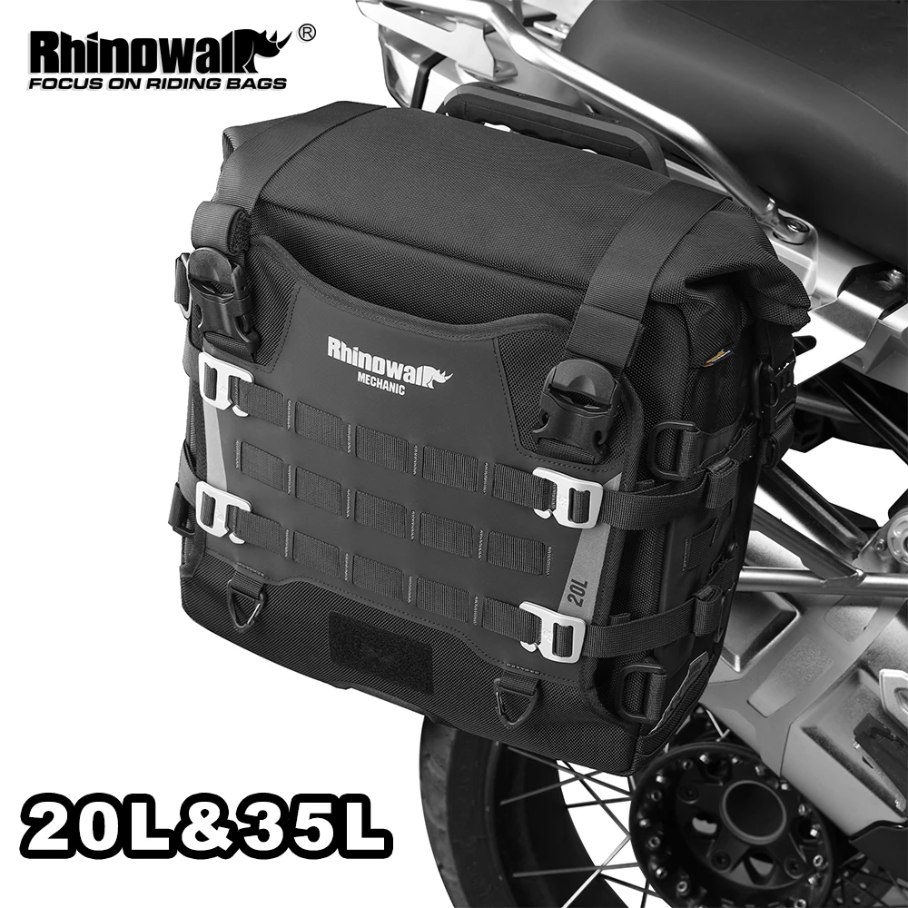 Rhinowalk Motorcycle Side Pannier Bag Waterproof 20L/35L Quick Release Motorbike Tail Rear Travel Luggage Anti-drop For BMW KTM