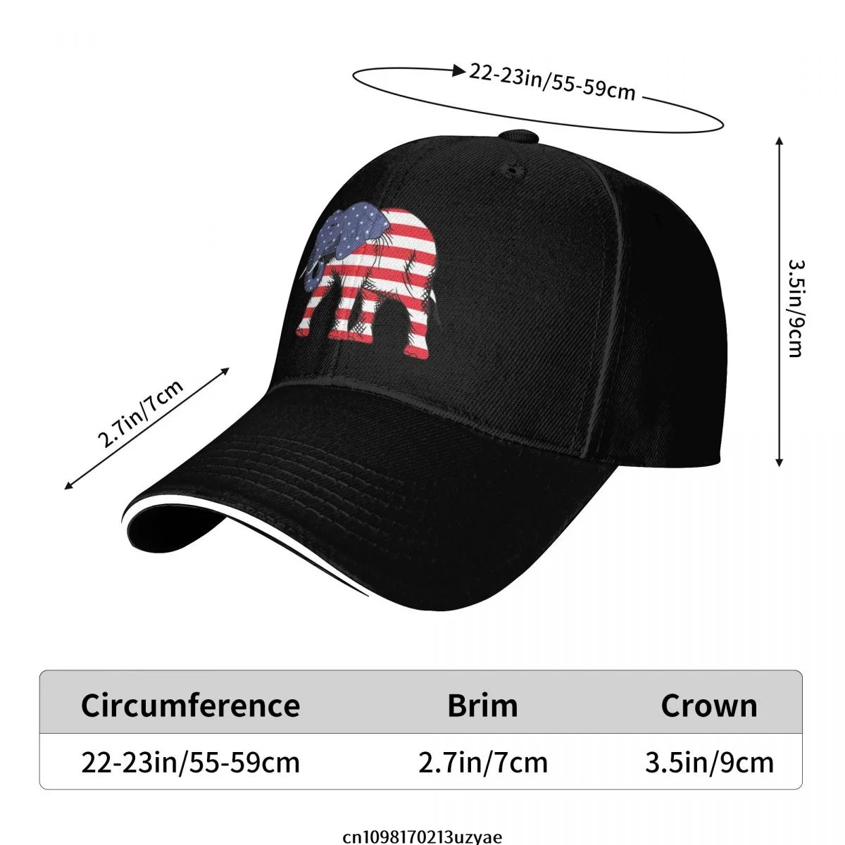 Rode Olifanten USA Vlag Baseball Caps Hip Hop Sandwich Cap Mannen Vrouwen Verstelbare Outdoor Sport Hoed