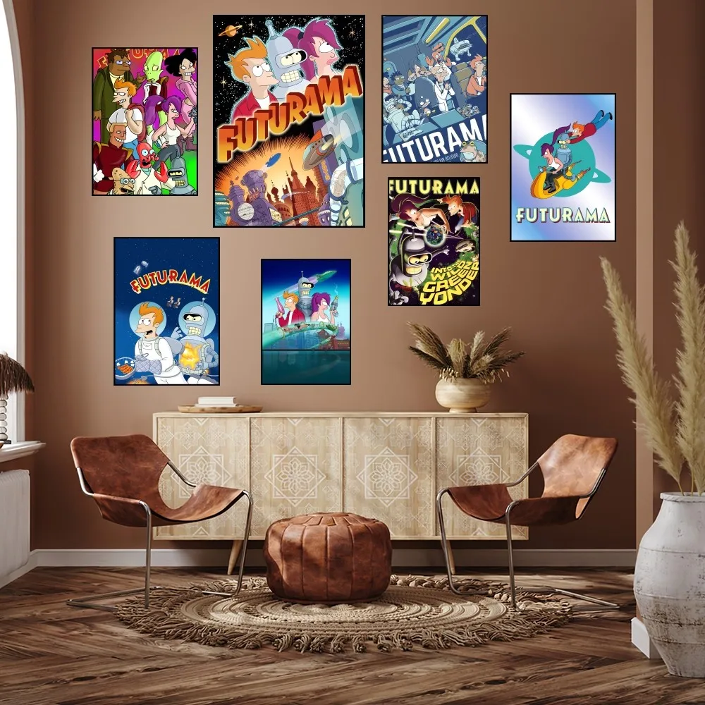 Cartoon F-Futurama Cool Poster Prints Wall Painting Bedroom Living Room Decoration Office Small