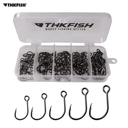 50pcs/box Large Eye Inline Single Hook  #2 #1 #1/0 #2/0 #3/0 Fishing Single Hook for Spoon Spinner Hard Lure Bait Hooks