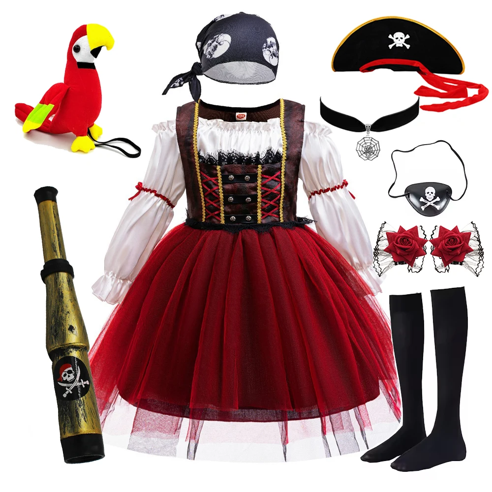 Kids Pirate Role Play Costume Set With Headscarf Hat Perfect For Halloween Masquerade Stage Performance