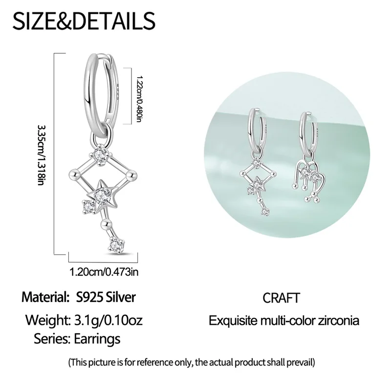 12 كوكبة سلسلة أقراط 925 فضة المرأة 2025 الزركون الأذن ترصيع تألق تمهيد هوب القرط مجوهرات هدية #3