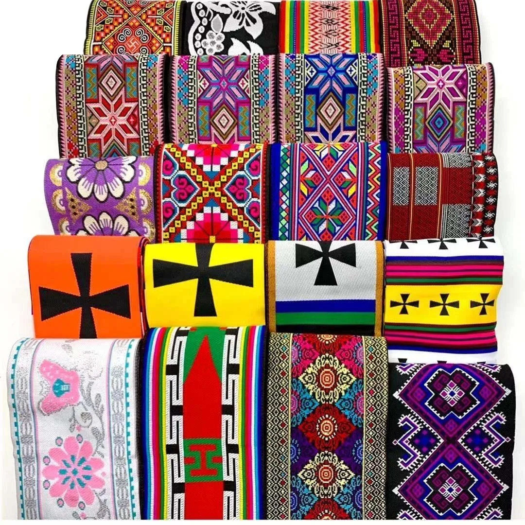 

10cm 7 Yards Jauquard Ribbon Vintage Ethnic Embroidery Lace Trim Ribbon For Clothing Curtain Accessories DIY Fabric