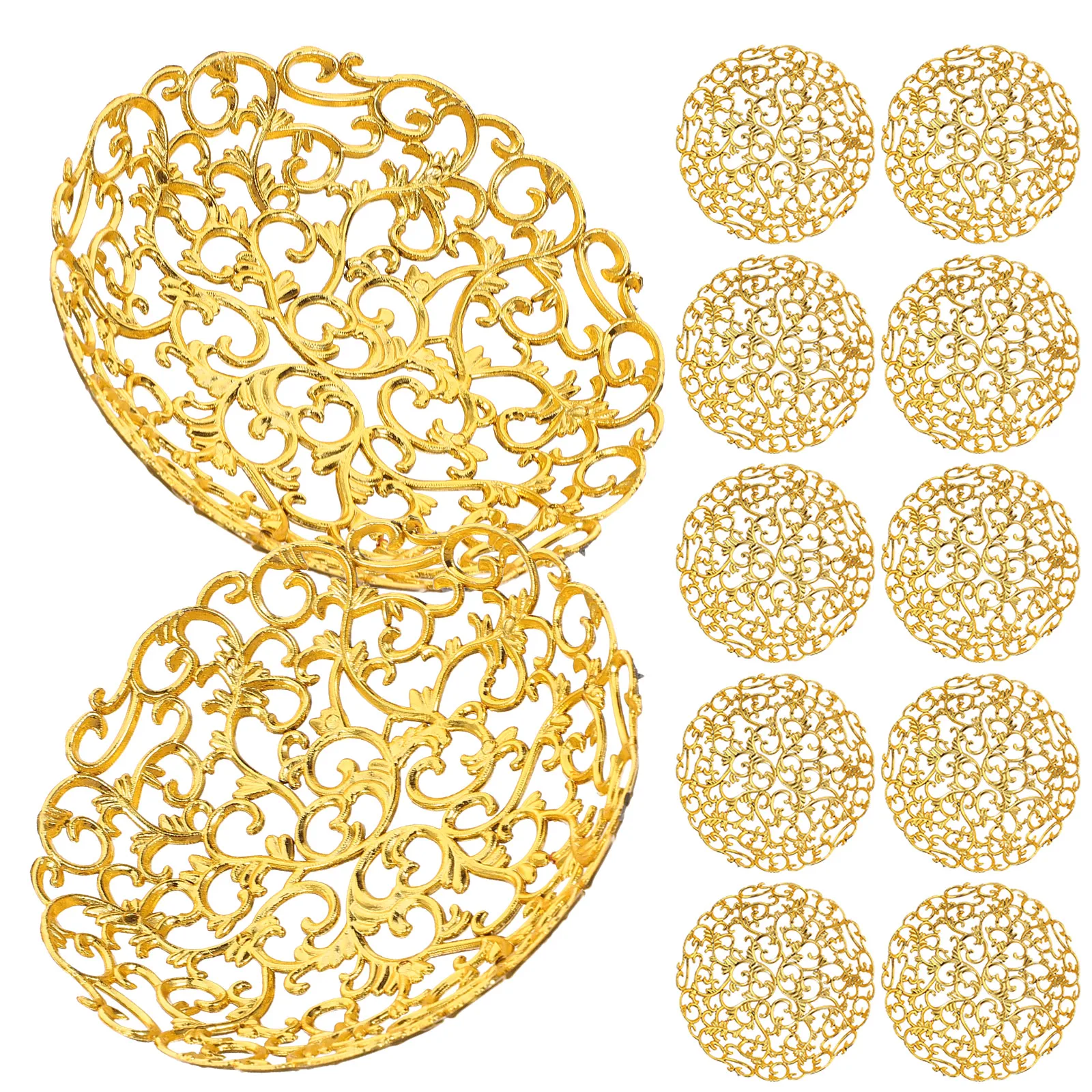 

12pcs Cake Tray Golden Plastic Serving Ramadan Festival Snacks Platter Eid Dessert Tray Food Cookie Dry Fruit Container Home