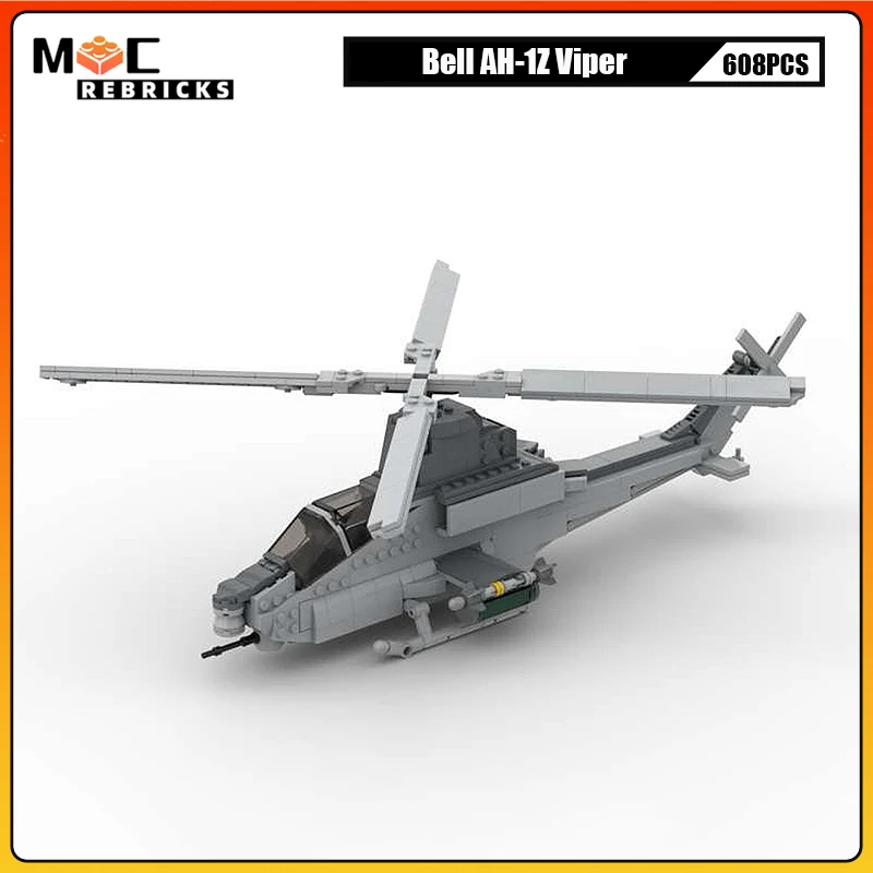 MOC Military Series  Building Blocks A129 Mangusta Bell AH-1Z Viper Attack Helicopter Model DIY Technology Bricks Toy Xmas Gifts