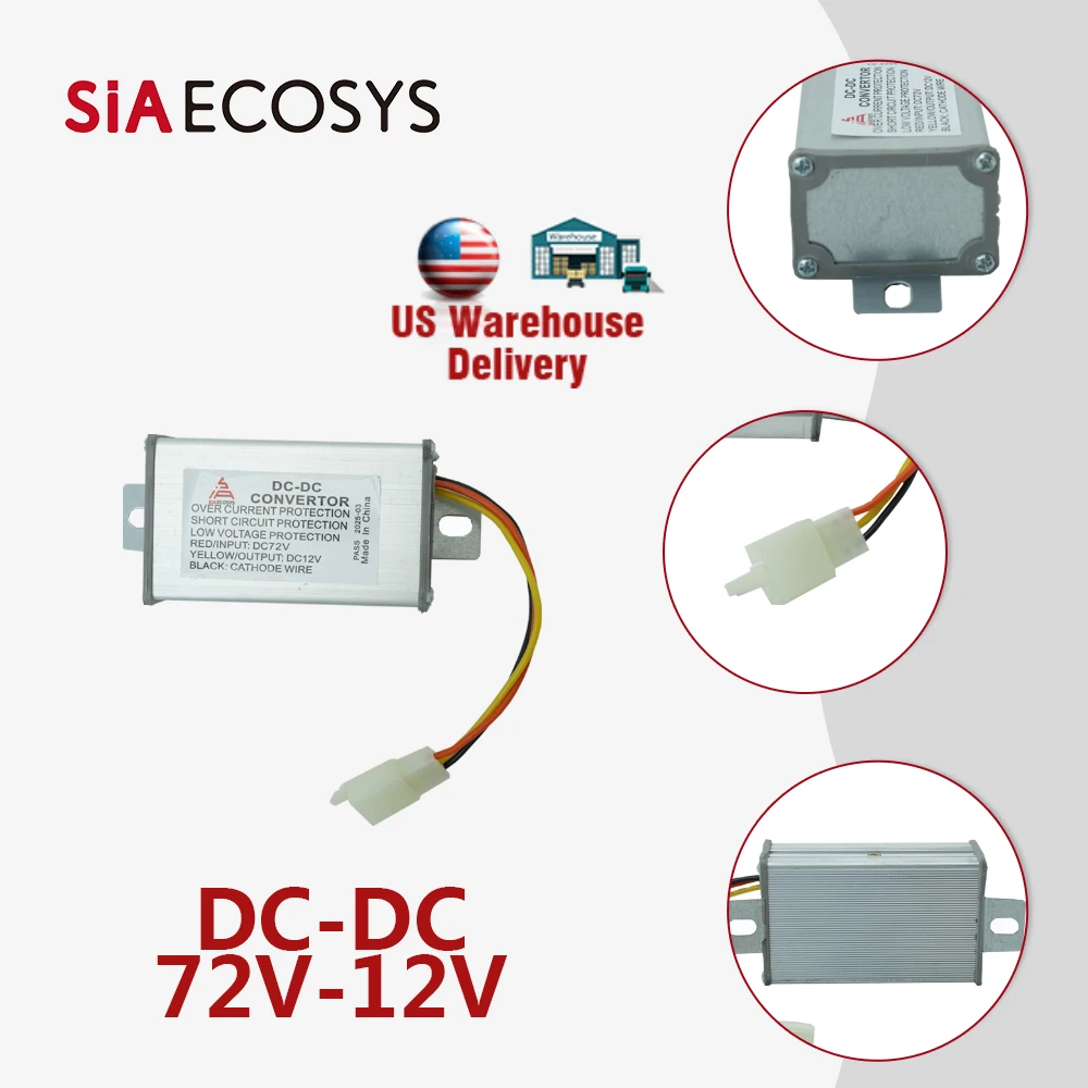 

SiAECOSYS Electric Motorcycle Light 12V Power DC 72V to 12V Power Convert