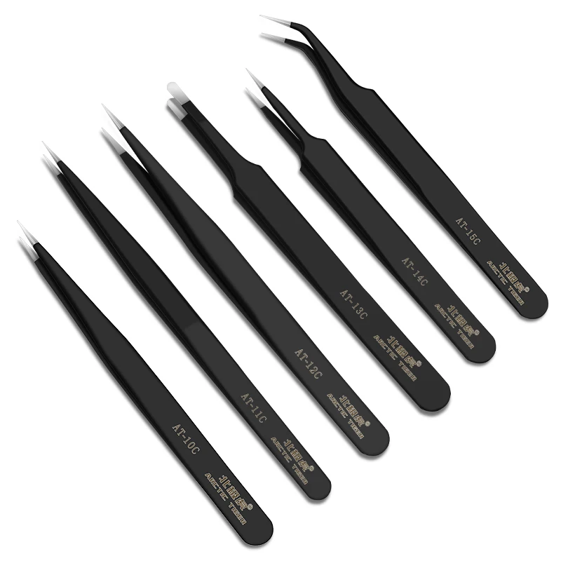 

Precision Tweezers Set ESD Anti-Static Stainless Steel Tweezers Repair Tools for Electronics Repair Soldering Craft Tools