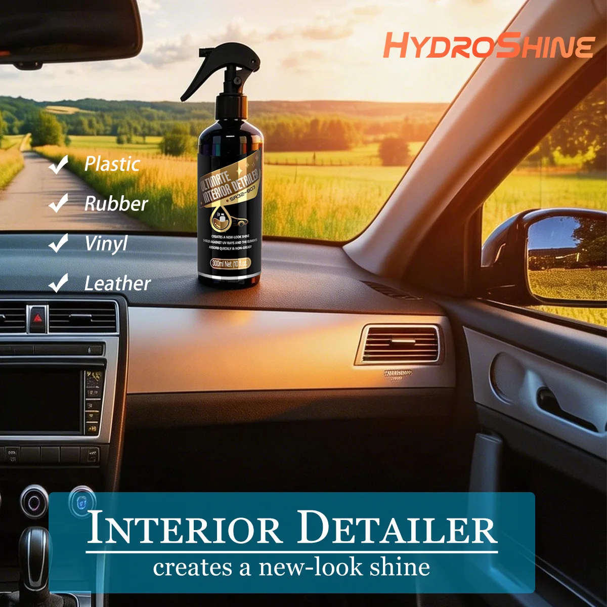 Kunststoff-Auffrischer „Back To Black“ für Auto-Kunststoff, Gummi, Vinyl – Glanz-Autobeschichtung, Auto-Detailing-Renovierer, glänzend, dunkler