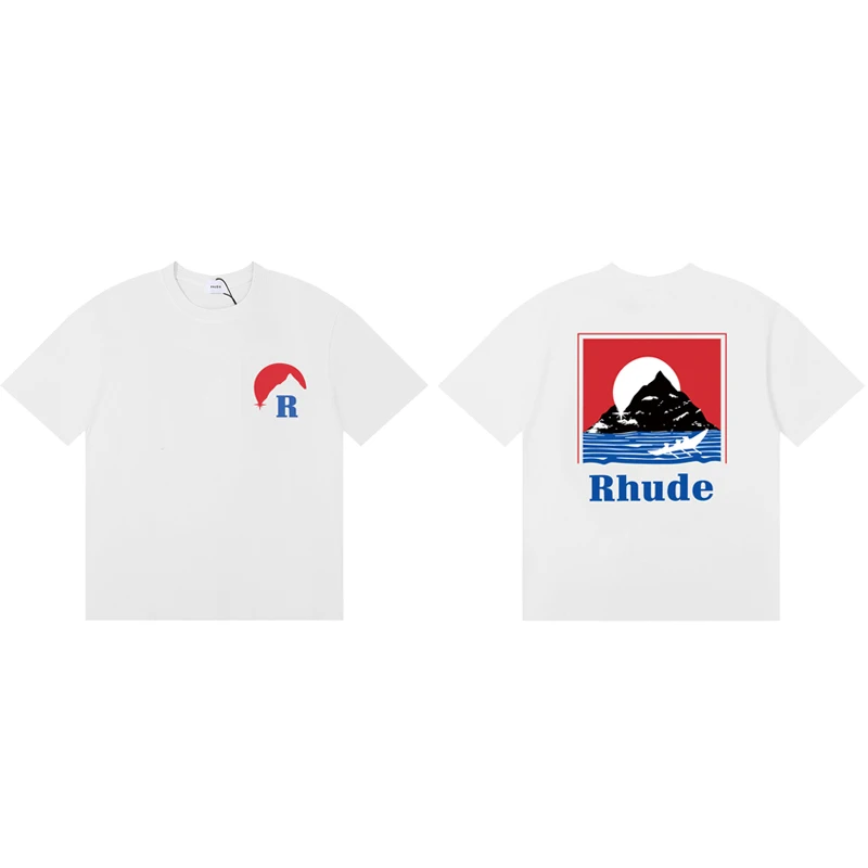 Streetwear Trend Rhude T-shirt Casual logo print korte mouw zomer heren dames hoge kwaliteit katoenen top tee