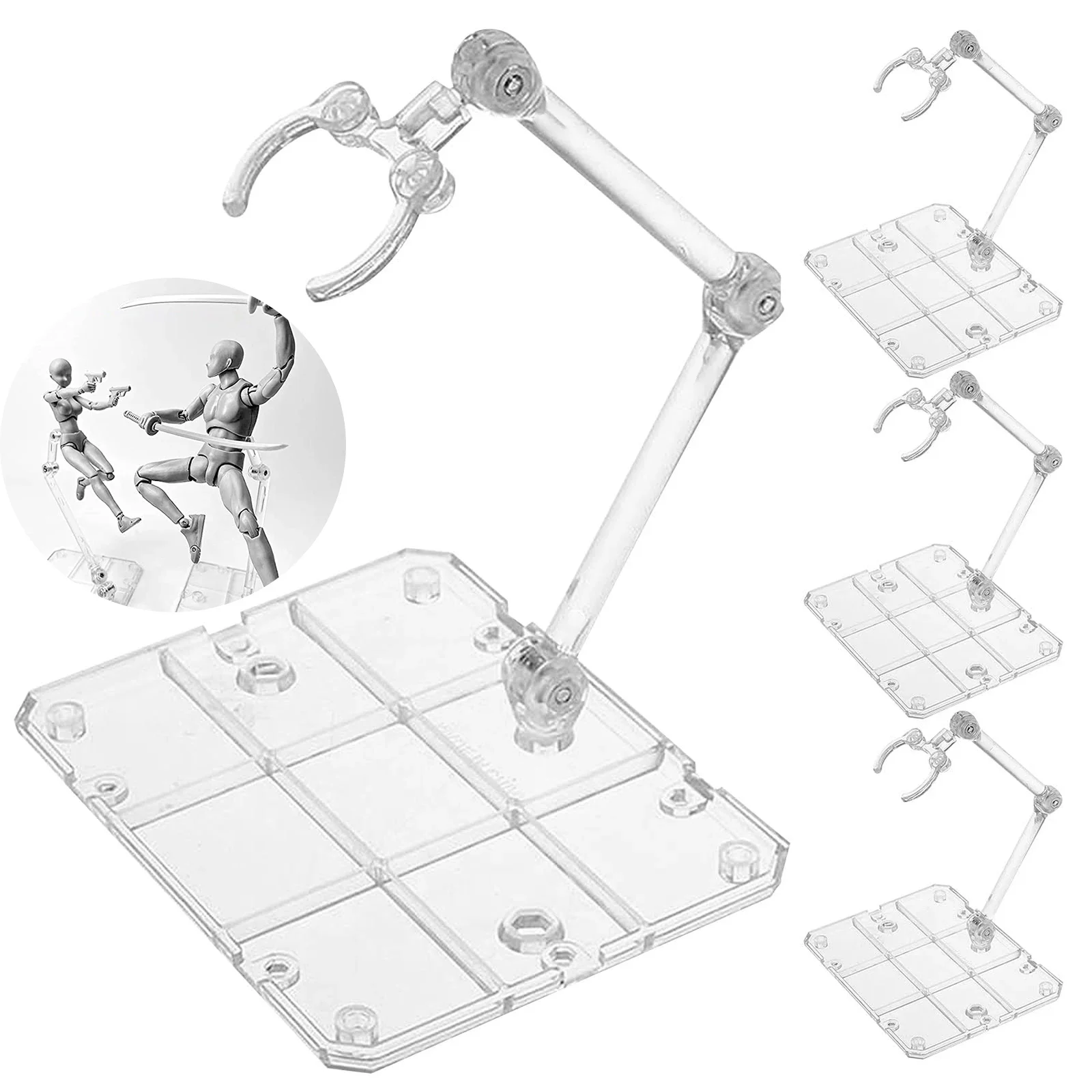 Splicable Action Figure Stand, Clear Assembly Display Holder Base Doll Model Stand Support for 6