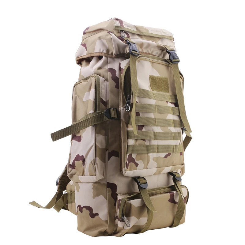 80L Waterproof Molle Camo Tactical Backpack Military Army Hiking Camping Backpack Travel Rucksack Outdoor Sports Climbing Bag